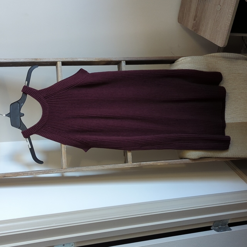 Sleeveless knee length knit dress.